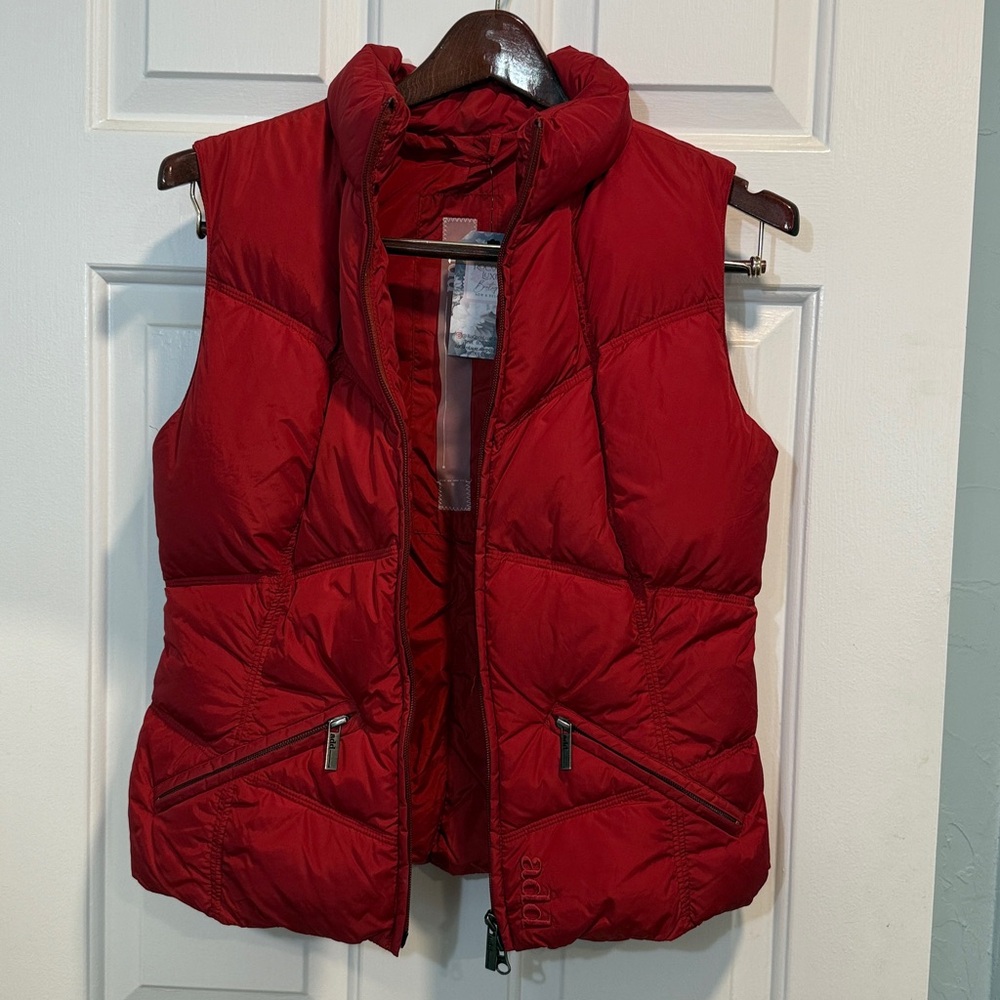 ADD down vest 90% goose luxury Milano, Italy - Red Puffer bubble Zipper‎ S 4/6